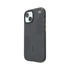 Speck Presidio 2 Grip MagSafe ClickLock Phone Case for iPhone 15, Charcoal Gray/Cool Bronze (150439-3212)