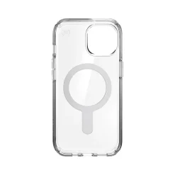 Speck Presidio Perfect-Clear MagSafe ClickLock Phone Case for iPhone 15, Clear/Chrome (150441-3199)