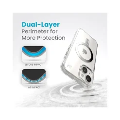 Speck Presidio Perfect-Clear MagSafe ClickLock Phone Case for iPhone 15, Clear/Chrome (150441-3199)