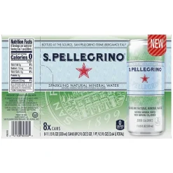 S.Pellegrino Sparkling Natural Mineral Water, 11.15 Fl oz. Cans (8 Count), 8/Pack (12394227)