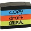 Stamps & Stamp Pads|Stack Stamp Set, "Copy", "Draft", "Original", Assorted Fluorescent Ink (8801)