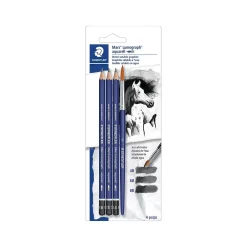 Pencils|Staedtler Mars Lumograph Wooden Pencils, No. 1 Soft Lead, 3/Pack (100ASBK4A6)