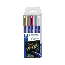 Markers|Staedtler Metallic Calligraphy Markers, Chisel Tip, Assorted Colors, 5/Pack (8325TB5A6)