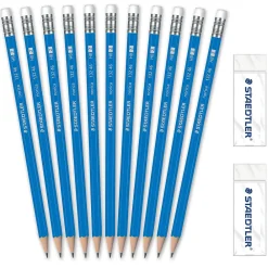 Pencils|Staedtler Pre-Sharpened Wooden Pencil with Block Erasers, #2 Medium Lead, 250/Pack (13246C250)
