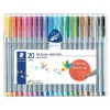 Pens|Staedtler triplus Felt Pens, Super Fine Point, Assorted Ink, 20/Pack (334 SB20)