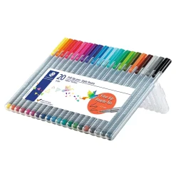 Pens|Staedtler triplus Felt Pens, Super Fine Point, Assorted Ink, 20/Pack (334 SB20)