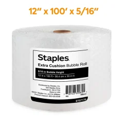 Outlet Staples ® 5/16" Bubble Roll, UPSable, 12" x 100' (4072833)