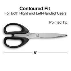 Scissors|Staples 8" Pointed Tip Stainless Steel Scissors, Straight Handle, Right & Left Handed (TR55045)