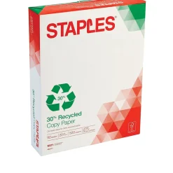 Copy Paper*Staples 30% Recycled 8.5" x 11" Copy Paper, 20 lbs., 92 Brightness, 500/Ream (112350/1542)