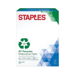 Multipurpose Paper*Staples 30% Recycled 8.5" x 11" Multipurpose Paper, 20 lbs., 96 Brightness, 500/Ream (86035)