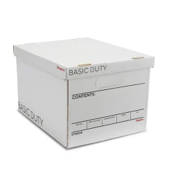 File Storage|Staples 65% Recycled Corrugated File Box Lift Off Lid, Letter/Legal Size, White/Black, 10/Pack (23325011)