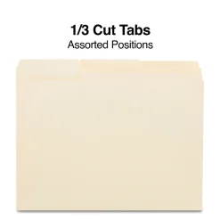 File Folders|Staples 30% Recycled File Folders, 1/3-Cut Tab, Letter Size, Manila, 250/Box (ST56673-CC)