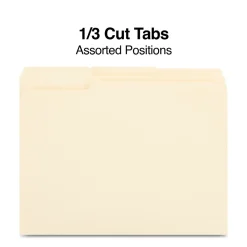 File Folders|Staples 100% Recycled File Folders, 1/3-Cut Tab, Letter Size, 100/Box (ST246850/246850)