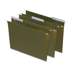Hanging File Folders|Staples ® 95% Recycled Hanging File Folders, 1/3-Cut Tab, Letter Size, Standard Green, 25/Box (ST116806/116806)