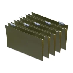 Hanging File Folders|Staples 95% Recycled Hanging File Folder, 1/5-Cut Tab, Legal Size, Standard Green, 50/Box (ST490853/490853)