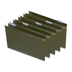 Hanging File Folders|Staples 100% Recycled Hanging File Folder, 1/5-Cut Tab, Legal Size, Standard Green, 25/Box (ST16402/TR16402)
