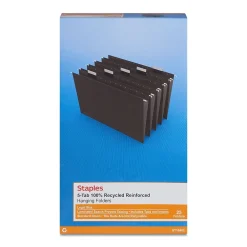 Hanging File Folders|Staples 100% Recycled Hanging File Folder, 1/5-Cut Tab, Legal Size, Standard Green, 25/Box (ST16402/TR16402)