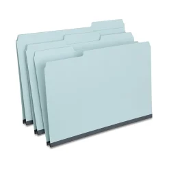 File Folders|Staples 60% Recycled Heavyweight File Folders, 1/3-Cut Tab, Legal Size, Light Blue, 25/Box (ST621318)