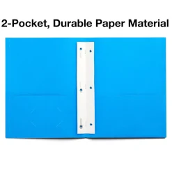 Pocket Folders|Staples 10% Recycled Matte 2-Pocket Paper Presentation Folder with Fasteners, , 10/Pack (13389-CC) Light Blue