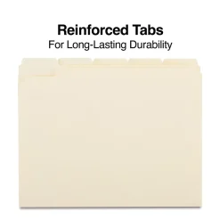 File Folders|Staples 30% Recycled Reinforced File Folders, 1/5-Cut Tab, Letter Size, 100/Box (ST509000/509000)
