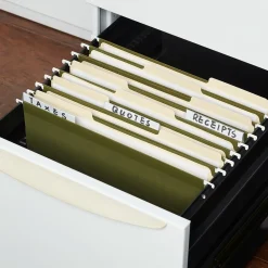 Hanging File Folders|Staples 100% Recycled Reinforced Recycled Hanging File Folder, 1/3-Cut Tab, Letter Size, Standard Green, 25/Box