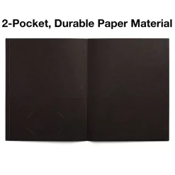 Pocket Folders|Staples 10% Recycled Smooth 2-Pocket Paper Presentation Folder, , 10/Pack (ST13376) Black