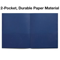 Pocket Folders|Staples 10% Recycled Smooth 2-Pocket Paper Presentation Folder, , 10/Pack (ST13377) Dark Blue