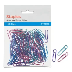 Clips & Fasteners|Staples ® #1 Vinyl Paperclip 100 PK - Metallic
