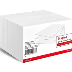 Index Cards*Staples 3" x 5" Index Cards, Blank, White, 500/Pack (TR51010)