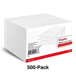 Index Cards*Staples 3" x 5" Index Cards, Blank, White, 500/Pack (TR51010)