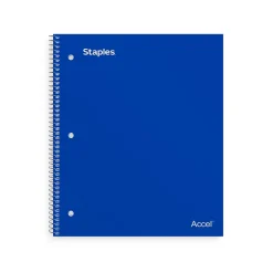 Subject Notebooks|Staples Accel 3-Subject Notebook, 8.5" x 11", College Ruled, 150 Sheets, Colors (ST15758D) Assorted