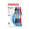 Pens|Staples Ballpoint Retractable Pens, Medium Point, Assorted Ink, 50/Pack (50371)