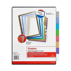 Dividers|Staples Better Print & Apply Label Plastic Divider, 8 Tabs, Assorted Colors, 1 Set (ST23281/23281)