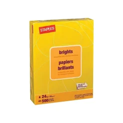 Multipurpose Paper*Staples Brights Multipurpose Paper, 24 lbs., 8.5" x 11", , 500/Ream (20102) Yellow