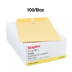 Discount Staples Clasp & Moistenable Glue Kraft Catalog Envelopes, 7.5