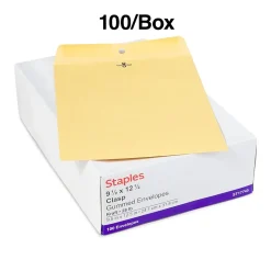 Discount Staples Clasp & Moistenable Glue #12.5 Kraft Catalog Envelopes, 9.5