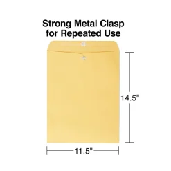 Best Staples Clasp & Moistenable Glue Kraft Catalog Envelope, 11 1/2" x 14 1/2", Brown, 100/Box (ST17748-CC)