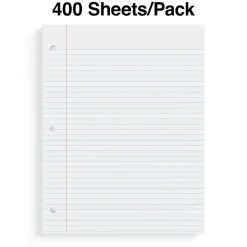 Filler Paper|Staples College Ruled Filler Paper, 8.5" x 11", White, 400 Sheets/Pack, 12 Packs/Carton (TR27521)