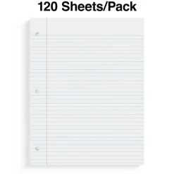 Filler Paper|Staples College Ruled Filler Paper, 8" x 10.5", White, 120 Sheets/Pack, 36 Packs/Carton (TR37427)