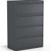 File Cabinets*Staples Commercial 4-Drawer Lateral File Cabinet, Letter/Legal Size, Lockable, 52.5"H x 36"W x 18.63"D, Charcoal (60944/20886)