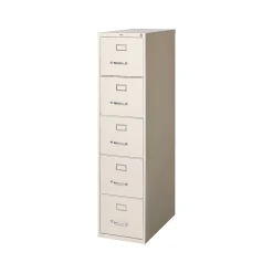 File Cabinets*Staples Commercial 5-Drawer Vertical File Cabinet, Letter Size, Lockable, 61.38"H x 15"W x 26.5"D, Putty (59590/25431)