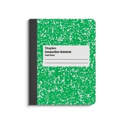 Notebooks|Staples ® Composition Notebooks, 7.5" x 9.75", Graph Ruled, 80 Sheets, /White (ST55068C) Green