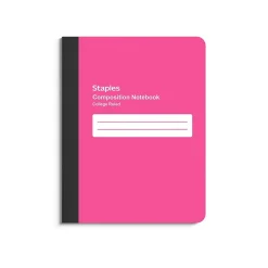 Composition Notebooks|Staples Composition Notebook, 7.5" x 9.75", College Ruled, 80 Sheets, (ST55084) Pink