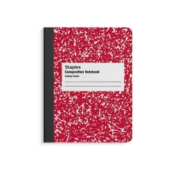 Composition Notebooks|Staples ® Composition Notebooks, 7.5" x 9.75", College Ruled, 100 Sheets, , 4/Pack (ST58370) Assorted Colors