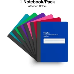 Composition Notebooks|Staples ® Composition Notebook, 7.5" x 9.75", Wide Ruled, 80 Sheets, Assorted Colors (ST54890)