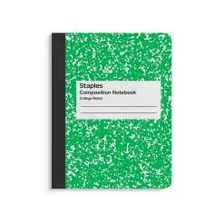 Composition Notebooks|Staples ® Composition Notebook, 7.5" x 9.75", College Ruled, 100 Sheets, (ST55066) Green