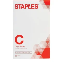 Copy Paper*Staples Copy Paper, 8.5" x 14", 20 lbs., White, 500 Sheets/Ream (127035/08635-0)