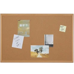 Bulletin*Staples Cork Bulletin Board, Oak Frame, 3'W x 2'H (28336-CC)