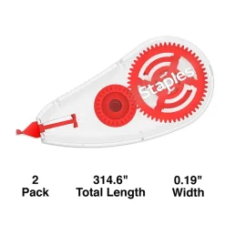 Correction & White-Out|Staples ® Correction Tape, White, 2/Pack (ST59821-CC)