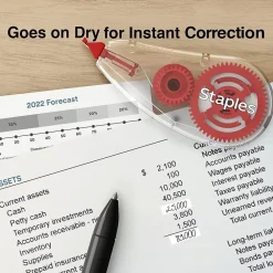 Correction & White-Out|Staples ® Correction Tape, White, 2/Pack (ST59821-CC)